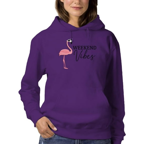 Weekend Vibes Flamingo Hoodie Women -Image by Shutterstock, Female Medium
