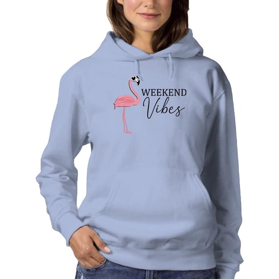 Weekend Vibes Flamingo Hoodie Women -Image by Shutterstock, Female x-Large