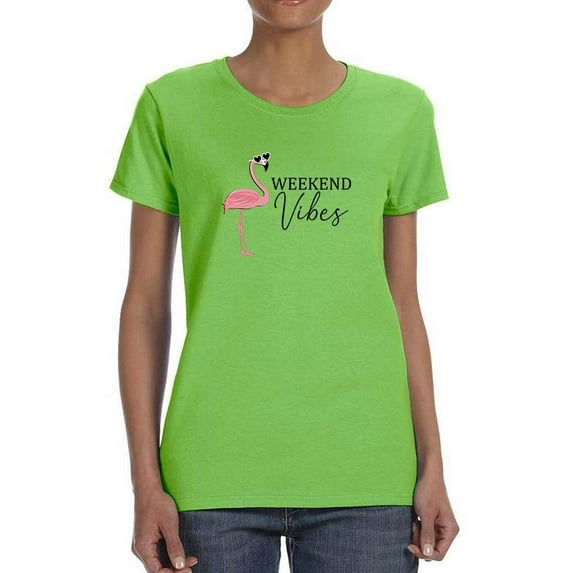Weekend Vibes Flamingo T-Shirt Women -Image by Shutterstock, Female Medium