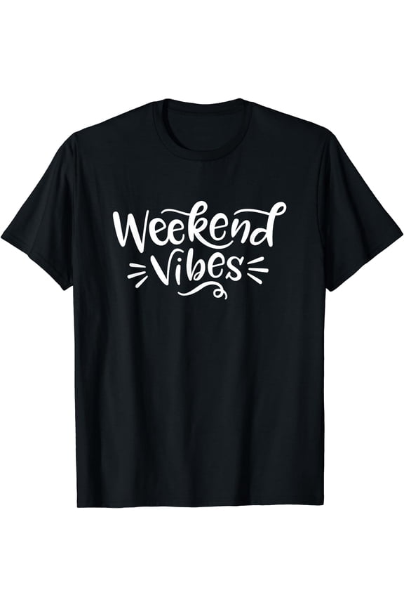Weekend Vibes Shirt for Women Summer Daytrip Vacay T-Shirt Black Small