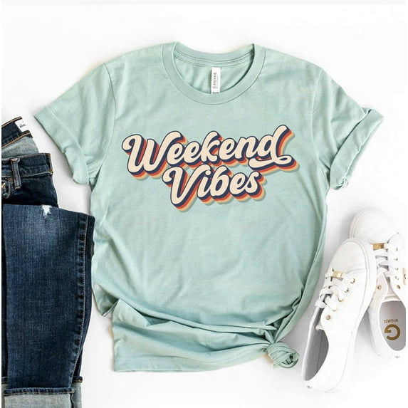 Weekend Vibes T-shirt Saturday Shirt Girls Trip Top Vacation Shirts Motivational Gift Travel Tshirt Women's Camping Tee
