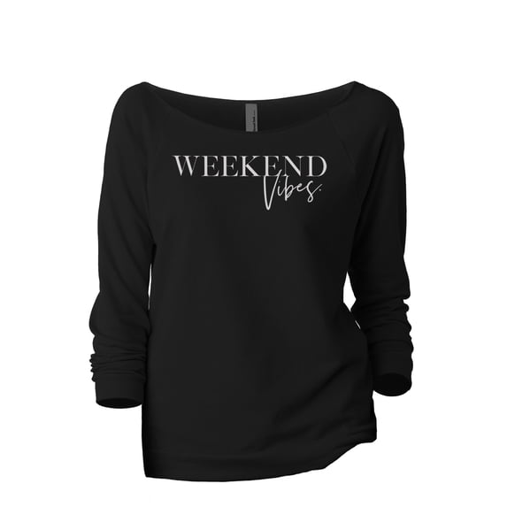 Weekend Vibes Women's Fashion Slouchy 3/4 Sleeves Raglan Lightweight Sweatshirt Black 2X-Large