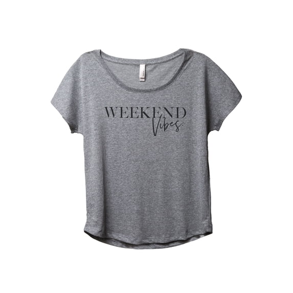 Weekend Vibes Women's Fashion Slouchy Dolman T-Shirt Tee Heather Grey Large