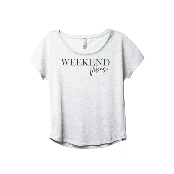 Weekend Vibes Women's Fashion Slouchy Dolman T-Shirt Tee Heather White Medium