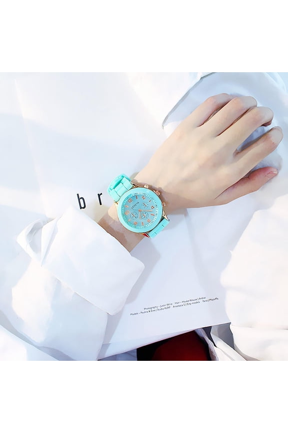 Weekend Wear Women's Watch, Chronograph Watch, Tachymeter, Orange 1 Pc, Silicone Strap, Rose Gold Hardware, Oversized Watch, Easy to Read, Date Display, Waterproof, Fashion Watch,