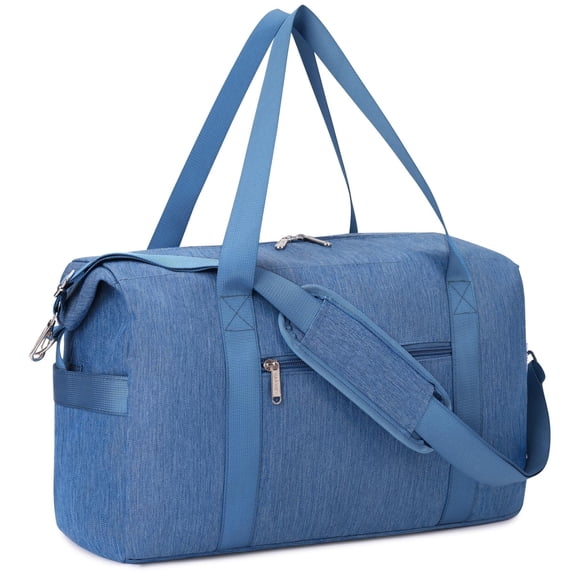 Weekender Bag Airline Approved Under Seat Carry on Basic Travel Duffel with Multiple Pockets Water-Resistant for Women and Men, 20L, Blue
