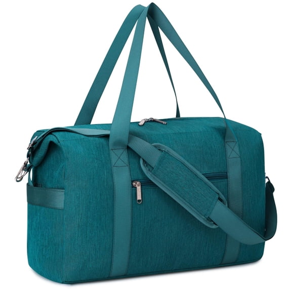 Weekender Bag Airline Approved Under Seat Carry on Basic Travel Duffel with Multiple Pockets Water-Resistant for Women and Men, 20L, Teal