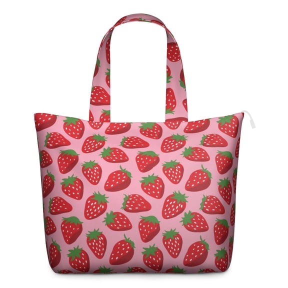 Weekender Bag Featuring Sweet Strawberry Red Berry Prints Large Capacity Travel Tote Bag Lightweight with Cute Fruity Patterns Summer Fresh Flowers