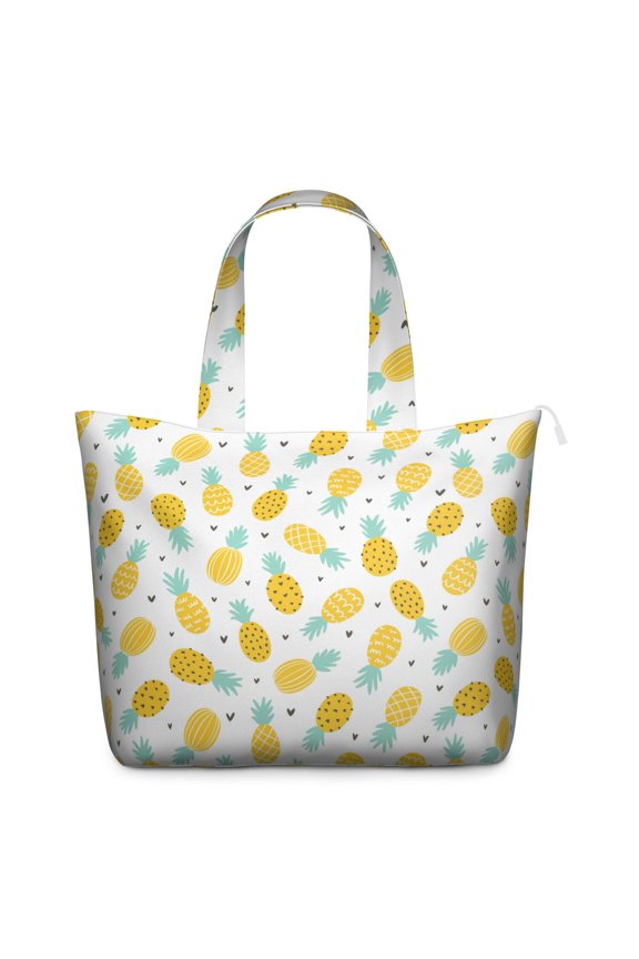 Weekender Bag with Golden Pineapple Exotic Tropical Prints Large Capacity Travel Tote Bag Lightweight with Adjustable Strap Multiple Pockets for Daily Use