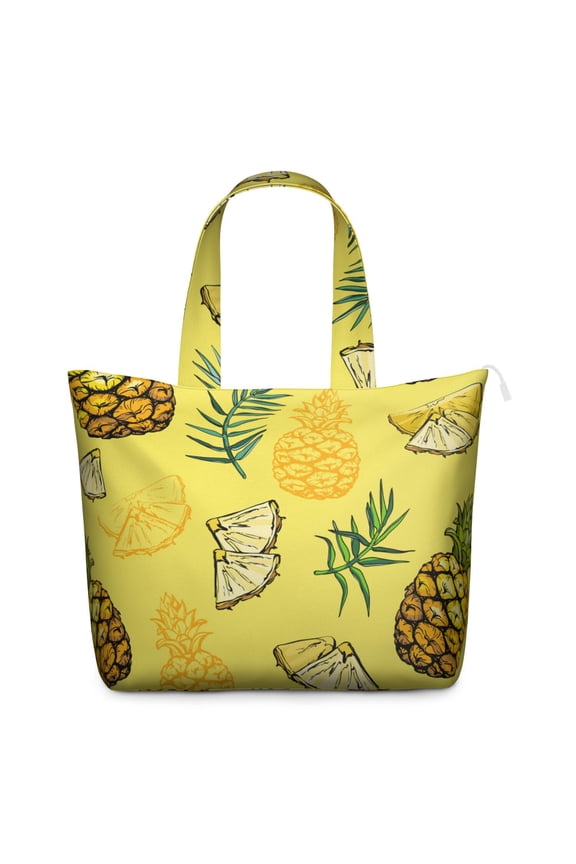 Weekender Bag with Golden Pineapple Exotic Tropical Prints Large Capacity Travel Tote Bag Lightweight with Adjustable Strap Multiple Pockets for Daily Use