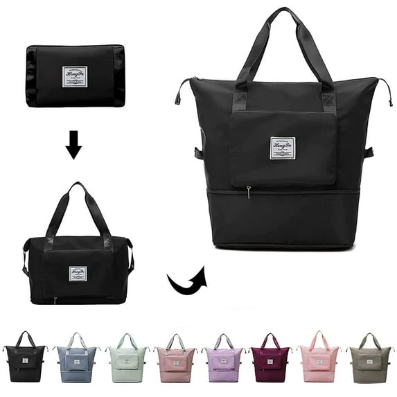 Weekender Bag for Women Cute Travel Tote Bag Gym Duffel Bag with Toiletry Bag Carry On Bag Overnight Bag with Wet Pocket Hospital Bag for Labor and Delivery(Black)