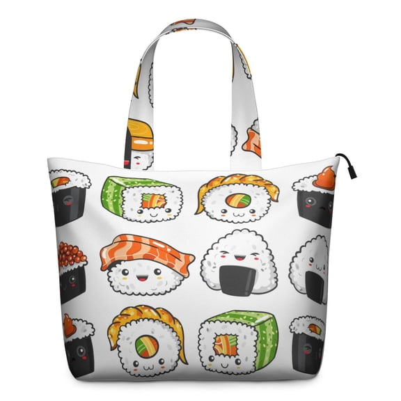 Weekender Bag with Sushi Roll Avocado Designs Multipurpose Travel Tote Bag Lightweight with Adjustable Strap for Japanese Food Sushi Time Enthusiasts