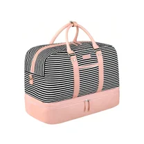 Weekender Bags For Women, Large Overnight Bag Canvas Travel Duffel Bag Carry On Tote With Shoe Compartment 21" 3Pcs Set