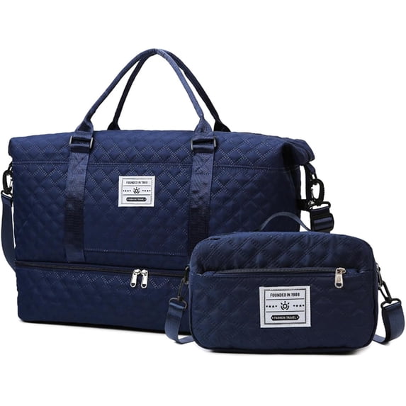 Weekender Bags for Women, Carry on Overnight Weekend Travel Duffel Bag with Shoes Compartment &Toiletry Bag, Personal Item Bag for Travel Business Trips Sport Hospital(Dark blue)