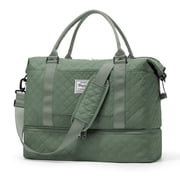 Weekender Bags for Women, Travel Duffel Bags with Shoe Compartment, Personal Item Travel Bag for Airlines, Carry on Overnight Tote Bag for Women, Olive Green