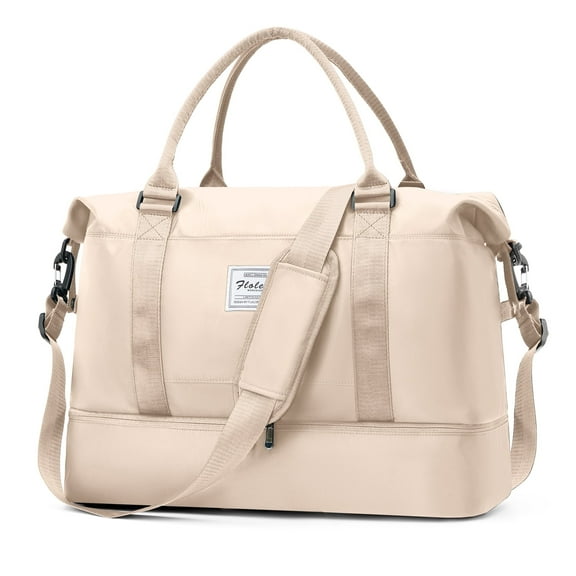 Weekender Bags for Women, Travel Duffel Bags with Shoe Compartment, Personal Item Travel Bag for Airlines, Carry on Overnight Tote Bag for women, Beige
