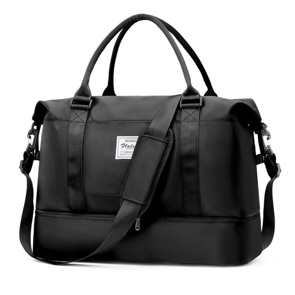 Weekender Bags for Women, Travel Duffel Bags with Shoe Compartment, Personal Item Travel Bag for Airlines, Carry on Overnight Tote Bag for women, Black