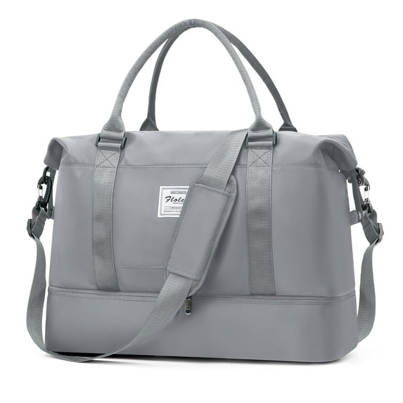 Weekender Bags for Women, Travel Duffel Bags with Shoe Compartment, Personal Item Travel Bag for Airlines, Carry on Overnight Tote Bag for women, Gray