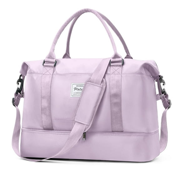 Weekender Bags for Women, Travel Duffel Bags with Shoe Compartment, Personal Item Travel Bag for Airlines, Carry on Overnight Tote Bag for women, Light Purple