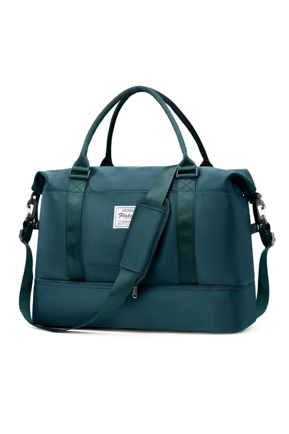 Weekender Bags for Women, Travel Duffel Bags with Shoe Compartment, Personal Item Travel Bag for Airlines, Carry on Overnight Tote Bag for women, Peacock Blue