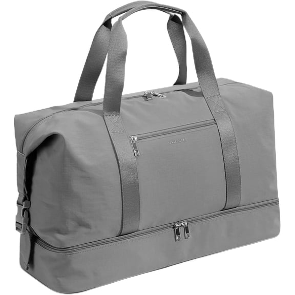 Weekender Bags for Women - 21 Inch Large Travel Duffel Bag Set with Shoe Compartment, Heavy-Duty nylon Carry On Overnight Tote Gray