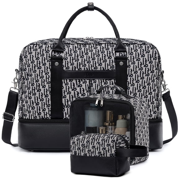 Weekender Bags for Women 3Pcs Set Overnight Bag Large Canvas Travel Duffel Bag with Shoe Compartment Carry On Tote Bag