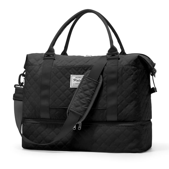Weekender Bags for Women, Travel Duffel Bags with Shoe Compartment,Personal Item Travel Bag for Airlines, Carry on Overnight Tote Bag for women,Black
