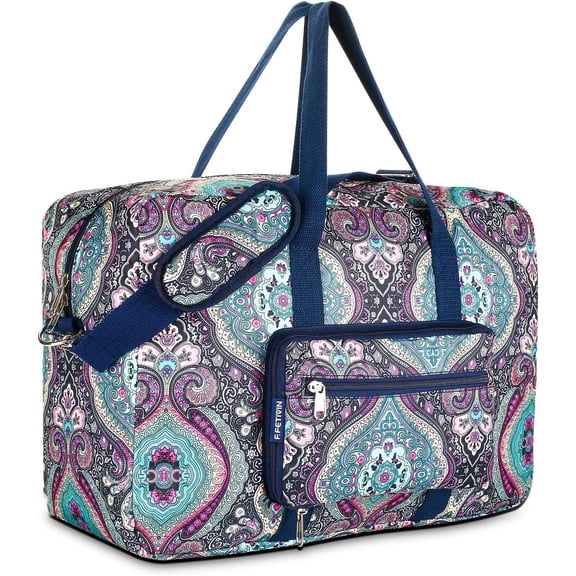 Weekender Carry  Bag Travel Duffle Medium Overnight Bag for Women( Floral)