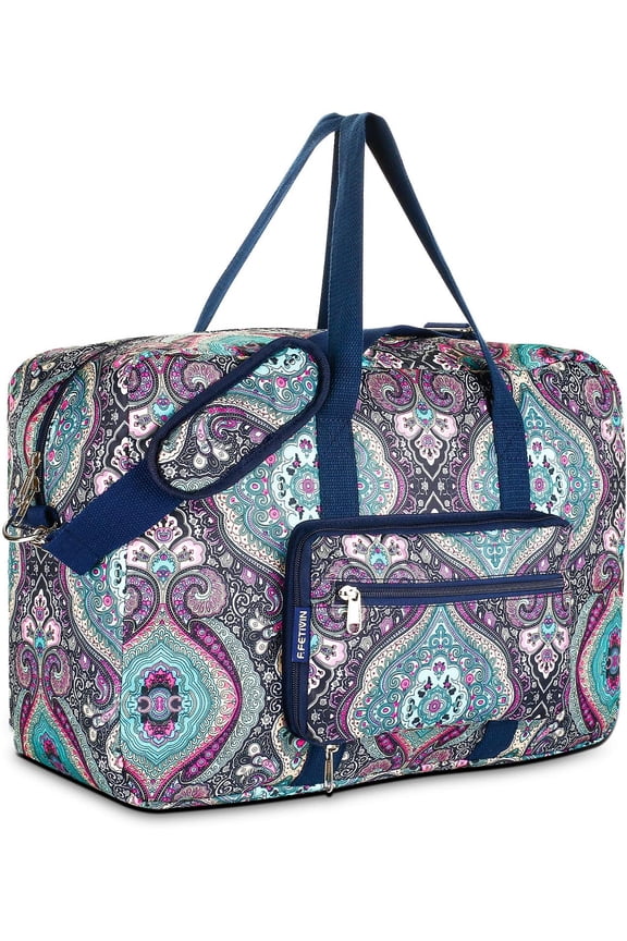 Weekender Carry Bag Travel Duffle Medium Overnight Bag for Women(Green Floral)