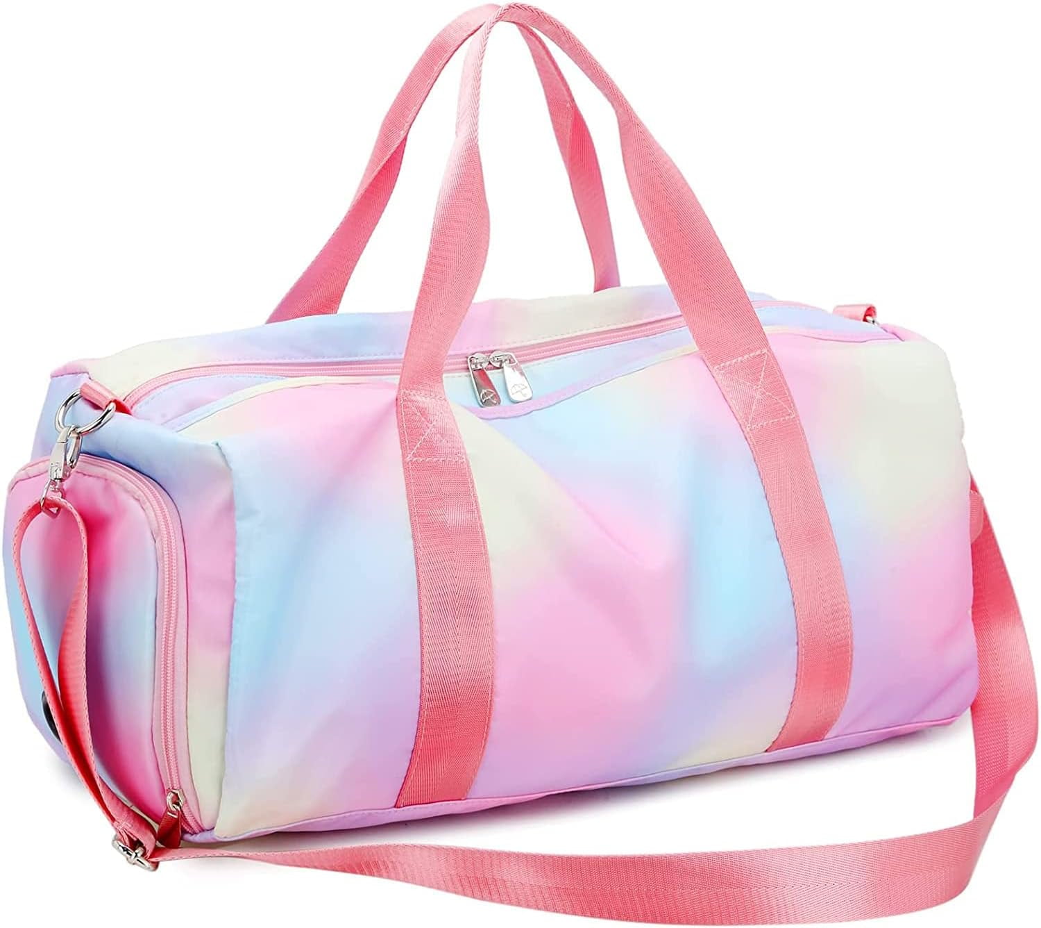 Weekender Duffel Dance Bag For Girls Gym Bag Overnight Travel duffle Bags with Shoe Compartment Wet Pocket Pink