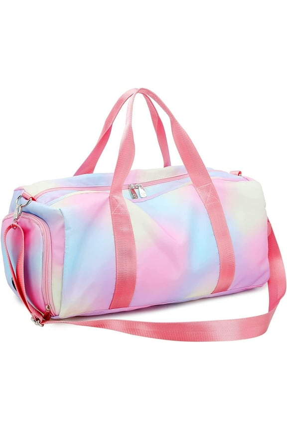 Weekender Duffel Dance Bag For Girls Gym Bag Overnight Travel duffle Bags with Shoe Compartment Wet Pocket Pink