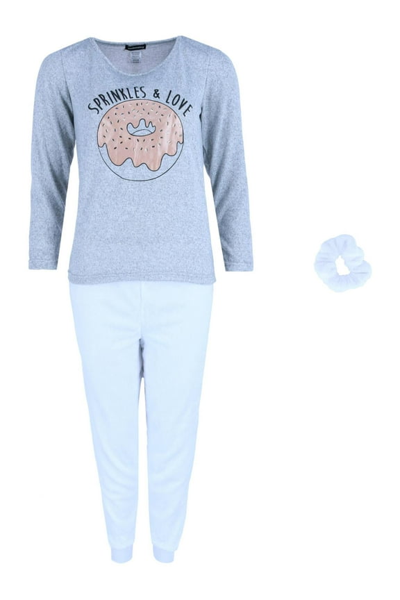 Knit Donut Top & Plush White Jogger Set (Women)