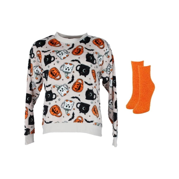 Weekending Plush Halloween Mug Crewneck with Socks Set (Women)