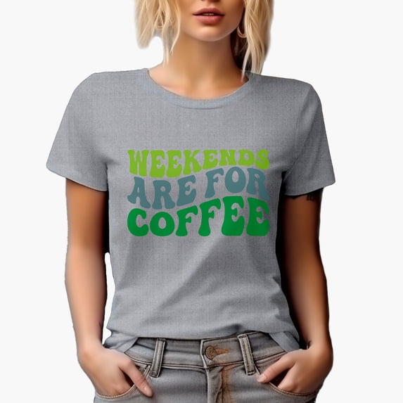 Weekends Are for Coffee, Quote for People Who Love Hanging Out in Cafes, Groovy Retro Wavy Text Merch Gift, Heather Grey T-Shirt, 3XL
