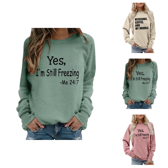 Weekends Coffee And My Doodle Sweatshirts for Women 2025 Long Sleeve Crewneck Funny Graphic Sweatshirt Pullover Tops