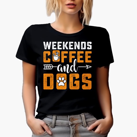 Weekends, Coffee and Dogs, Black T-Shirt, 2XL