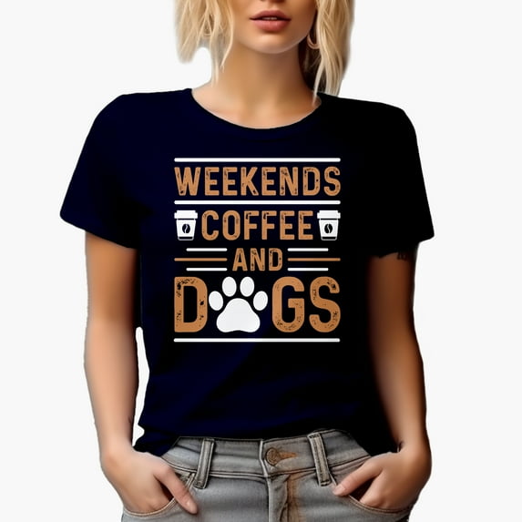 Weekends. Coffee and Dogs, Navy Blue T-Shirt, 3XL