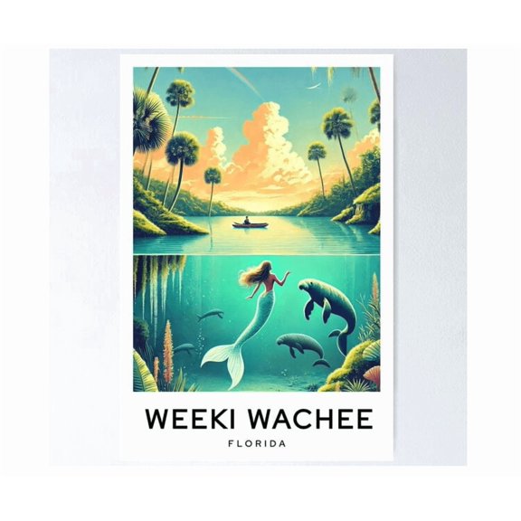 Weeki Wachee Florida Usa Art Travelposter Home Decor Office Wall Art