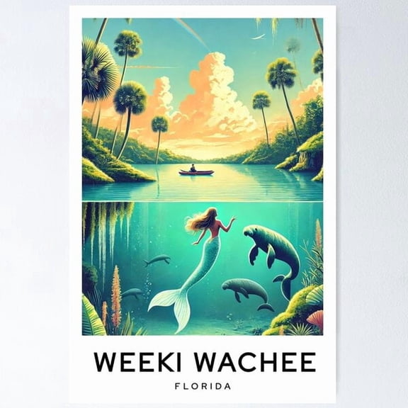 Weeki Wachee Florida Usa Art Travelposter Poster, Poster Only