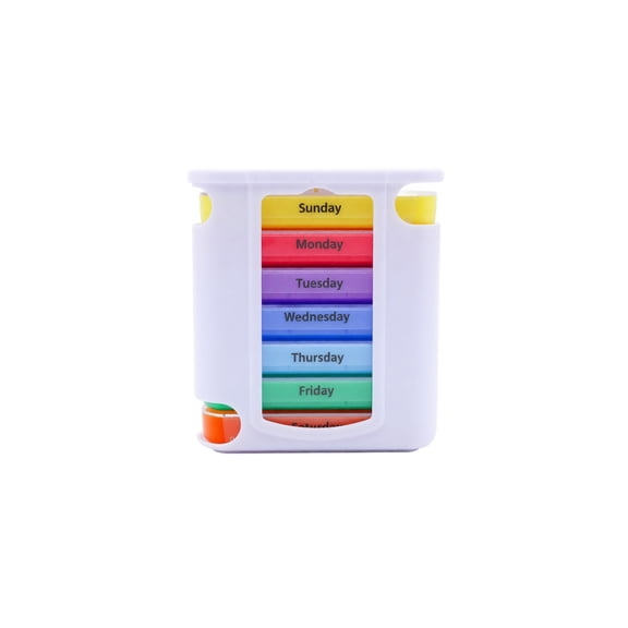 Weekly 28 Compartment Detachable Slide Out Pill Organizer Portable Mini Medication Storage Box for Home Travel Use