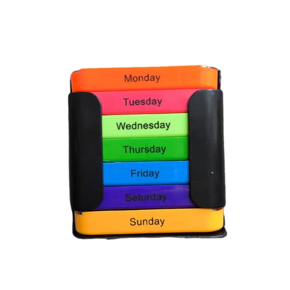 Weekly 28 Compartment Pill Organizer with Removable Daily Trays, Morning Noon Evening Night Medicine Storage Case for Healthcare Management and Planning Black