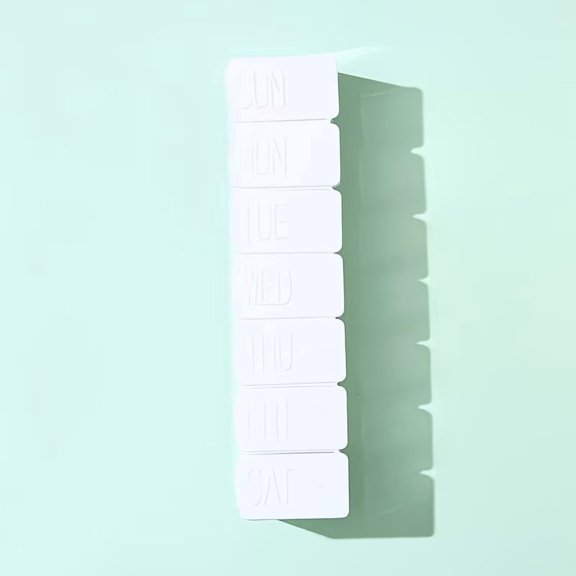 Weekly 7-Compartment Portable Pill Organizer, Long Strip Travel Pill Box for 7 Days, One Week Medication Dispenser Storage Box for Vitamins & Supplements, Compatible with Standard Pills & Capsules