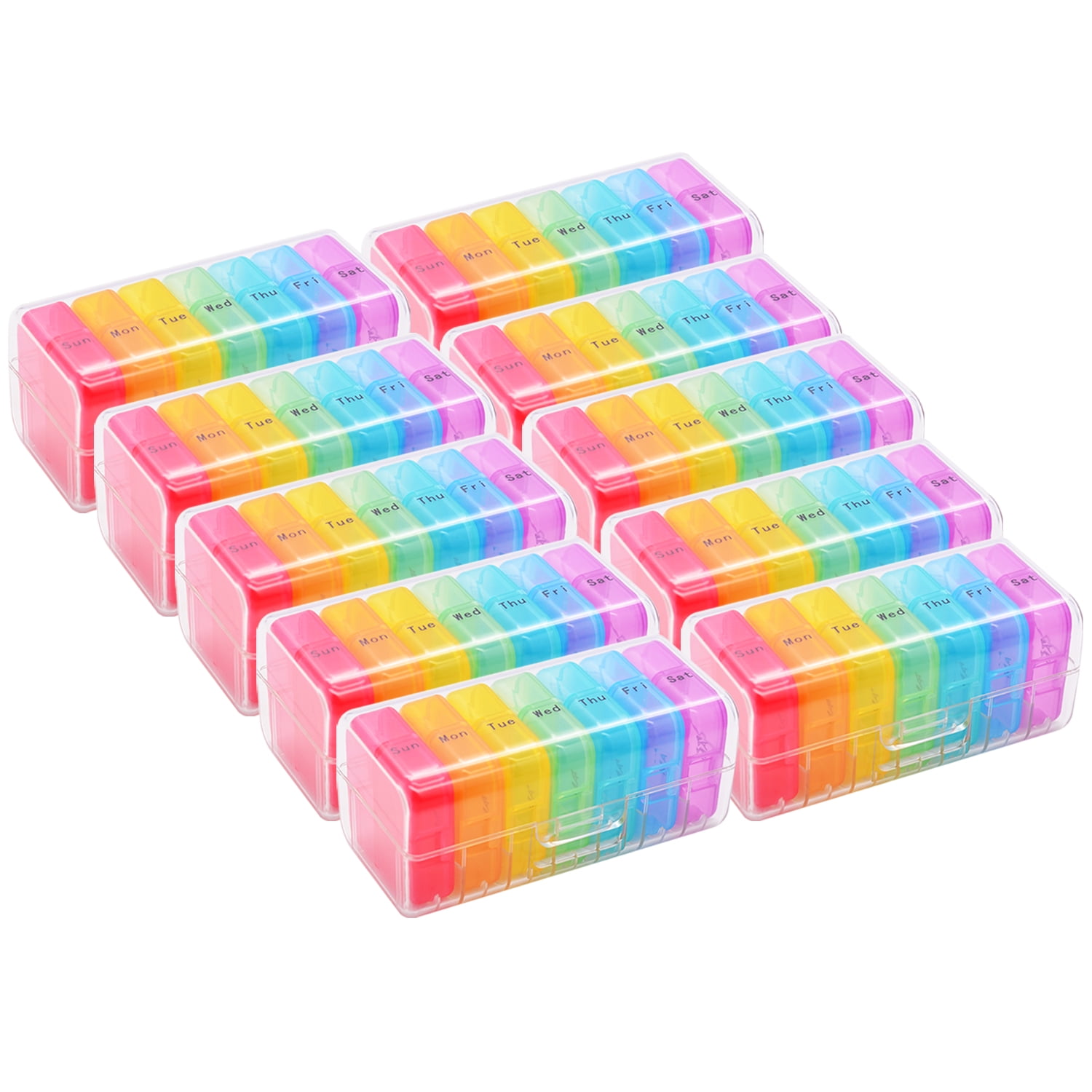 Weekly 7 Day Pill Organizer 2 Times A Day Portable Travel Medicine Organizer Moisture-Proof Pill Cases AM PM Pill Box Design for Vitamins Fish Oil Compartments Supplements (10 Pack)
