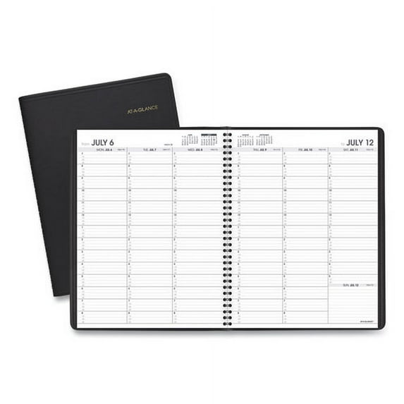 Weekly Appointment Book, 11 x 8.25, Black Cover, 14-Month: July 2025 to Aug 2026 | Bundle of 2