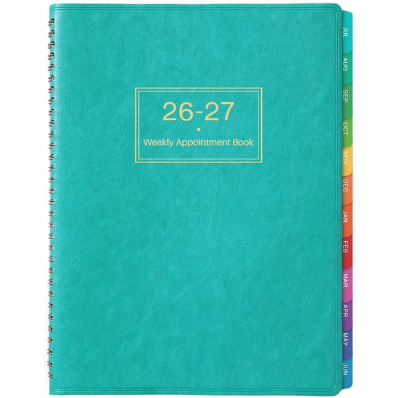 Weekly Appointment Book & Planner 2026-2027 - Large 2026-2027 Daily Hourly Planner, Jul. 2026 - Jun. 2027, 8.5" x 11", Appointment Book with 15-Minute Interval, Thick Paper, Pocket, Turquoise