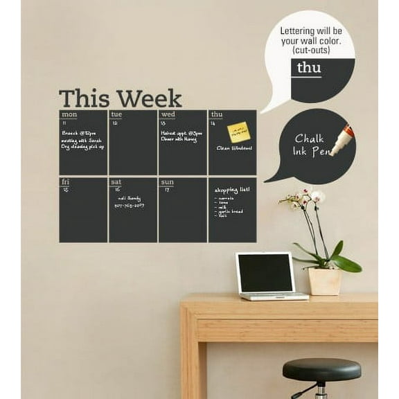 Weekly Chalkboard Calendar Wall Decal