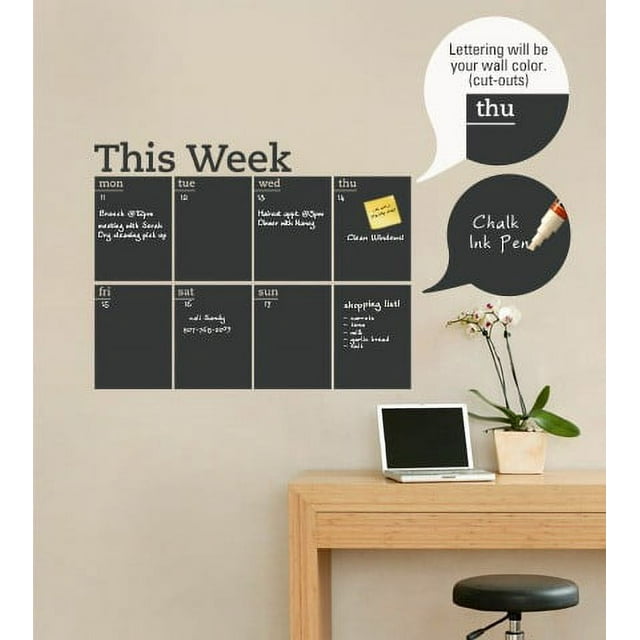 Weekly Chalkboard Calendar Wall Decal - Walmart.com