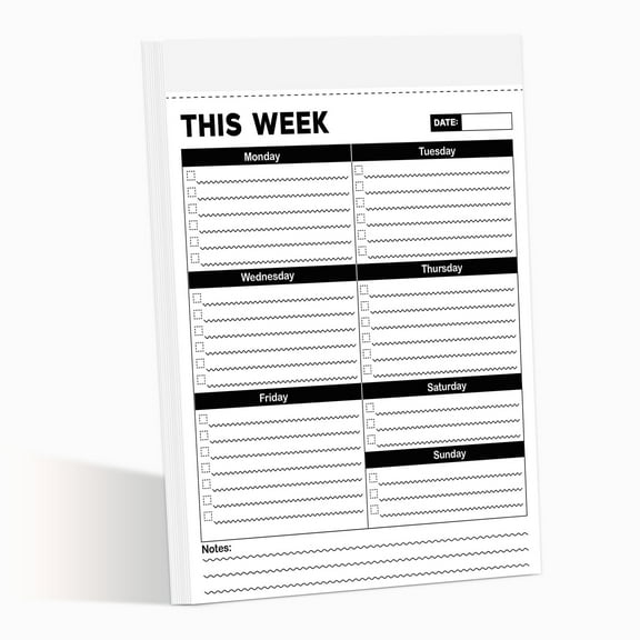 Weekly Checklist Notepad - This Week to Do Notepad Tear Off Planning Pad, Planner Checklist Organizing - Made in USA - 50 Sheets (5.5" x 8.5")