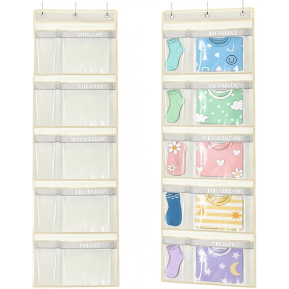 Weekly Clothes Organizer - Day of the Week Closet Storage for School Outfits, ' Wardrobe Organizer with Labels for Monday to Friday-1 Pack (1)