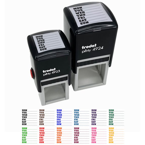 Weekly Days of the Week List Self-Inking Rubber Stamp Ink Stamper - Sky Blue Ink - Small 1 Inch